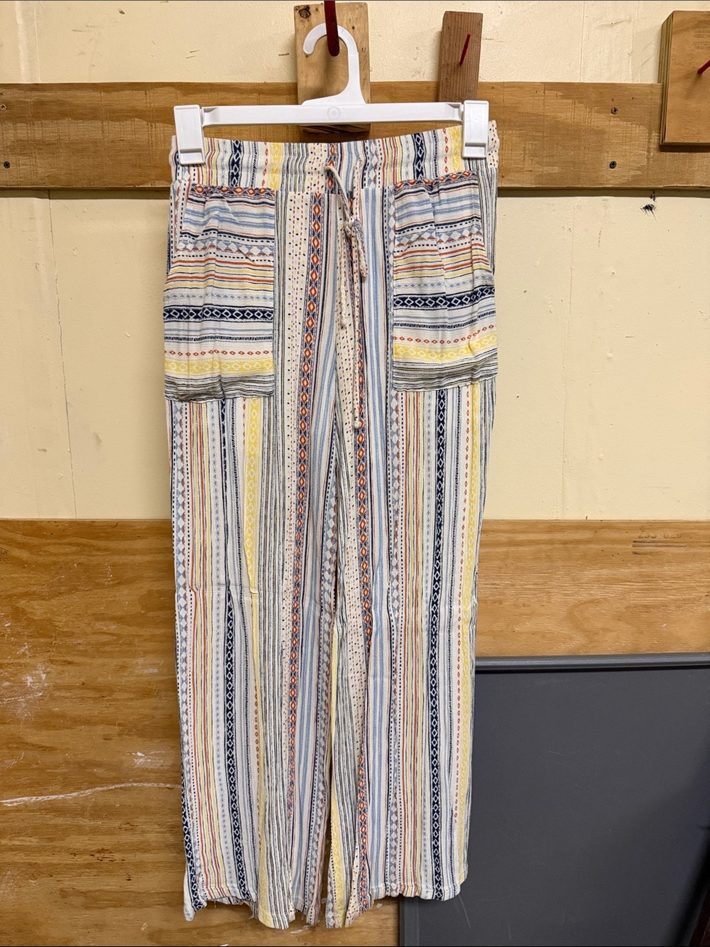 Striped Multicolor Cargo Pants with Drawstring Waist